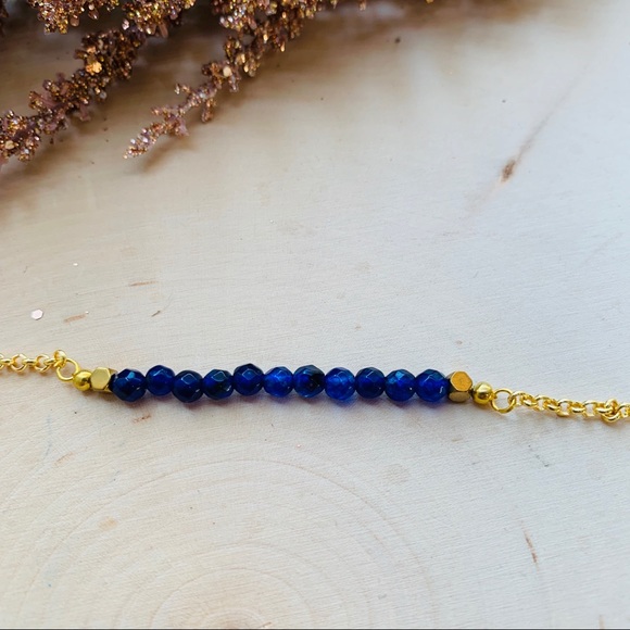 Birthstone Gemstone Bar Gold Bracelet Necklace - Picture 7 of 8